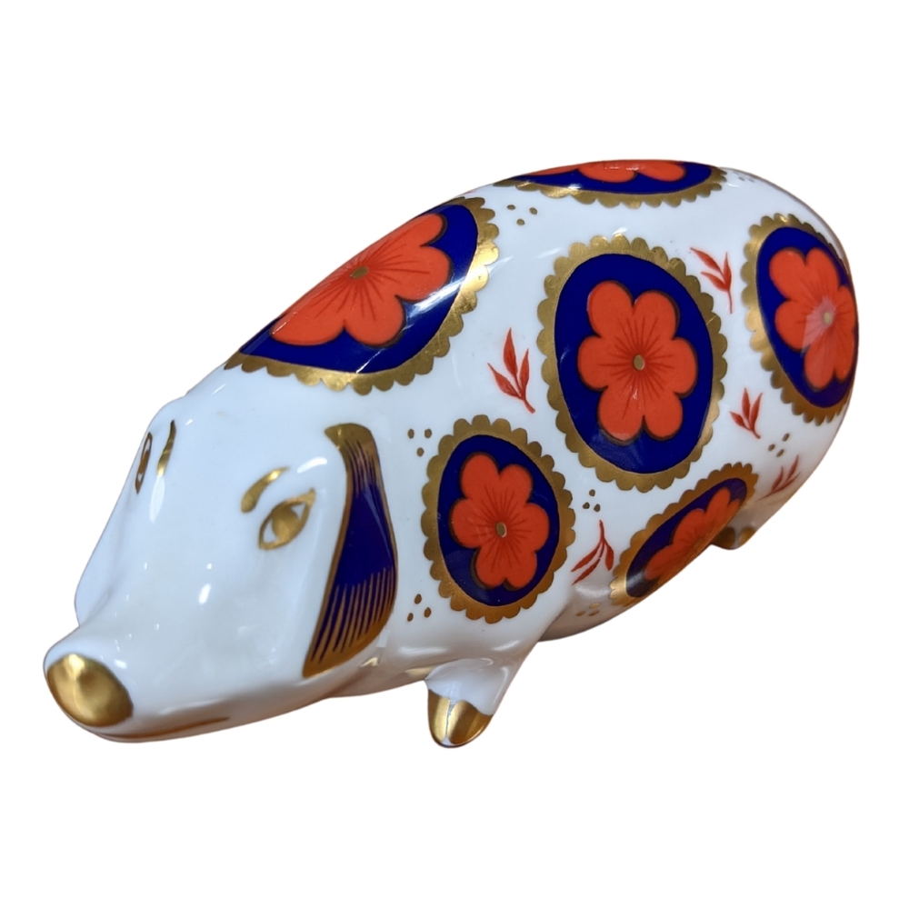 Retired Royal Crown Derby Fine English Bone China Pig Figurine or Paperweight